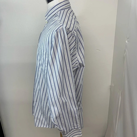 Chaps Mens Long Sleeve Dress Shirt 17 Classic Fit Wrinkle Free Blue Stripe. G 27 - Picture 4 of 8